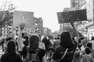 A group of protesters causing damage to corporate reputation